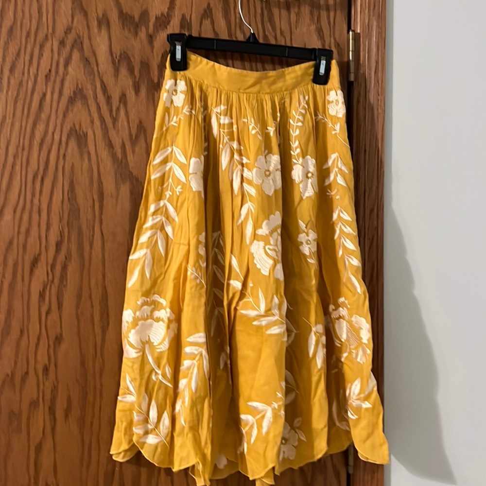 Yellow embroidered skirt by Maeve